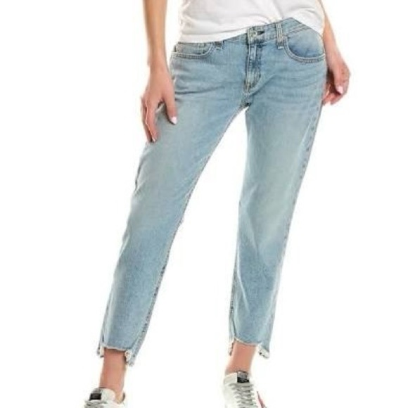 rag & bone Dre Slim Boyfriend Raw Hem Jeans in Thunderbird Wash Size 30 - Picture 1 of 10